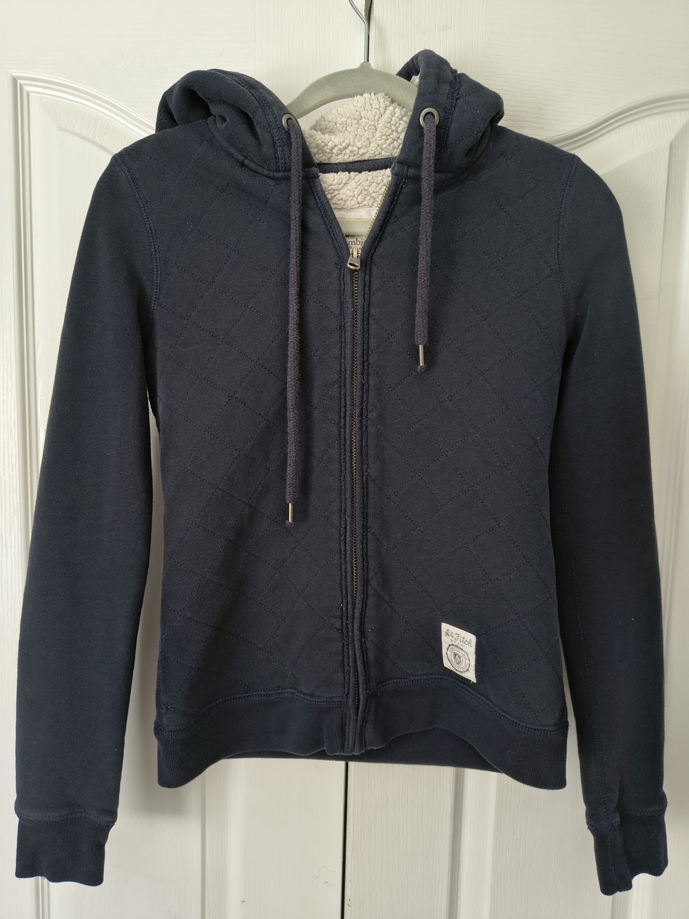 Abercrombie & Fitch Quilted Sherpa Lined Full Zip Hoodie Navy XS